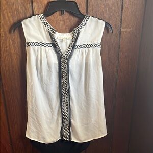 Ann Taylor White and Black Blouse Classic Elegance